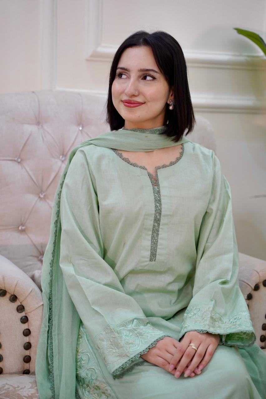 03-Piece Embroided Lawn Cotton | Stitched - Aira by Ayesha Ghaffar