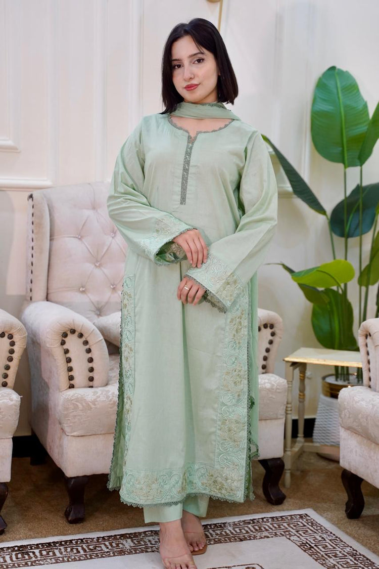 03-Piece Embroided Lawn Cotton Stitched - Aira by Ayesha Ghaffar
