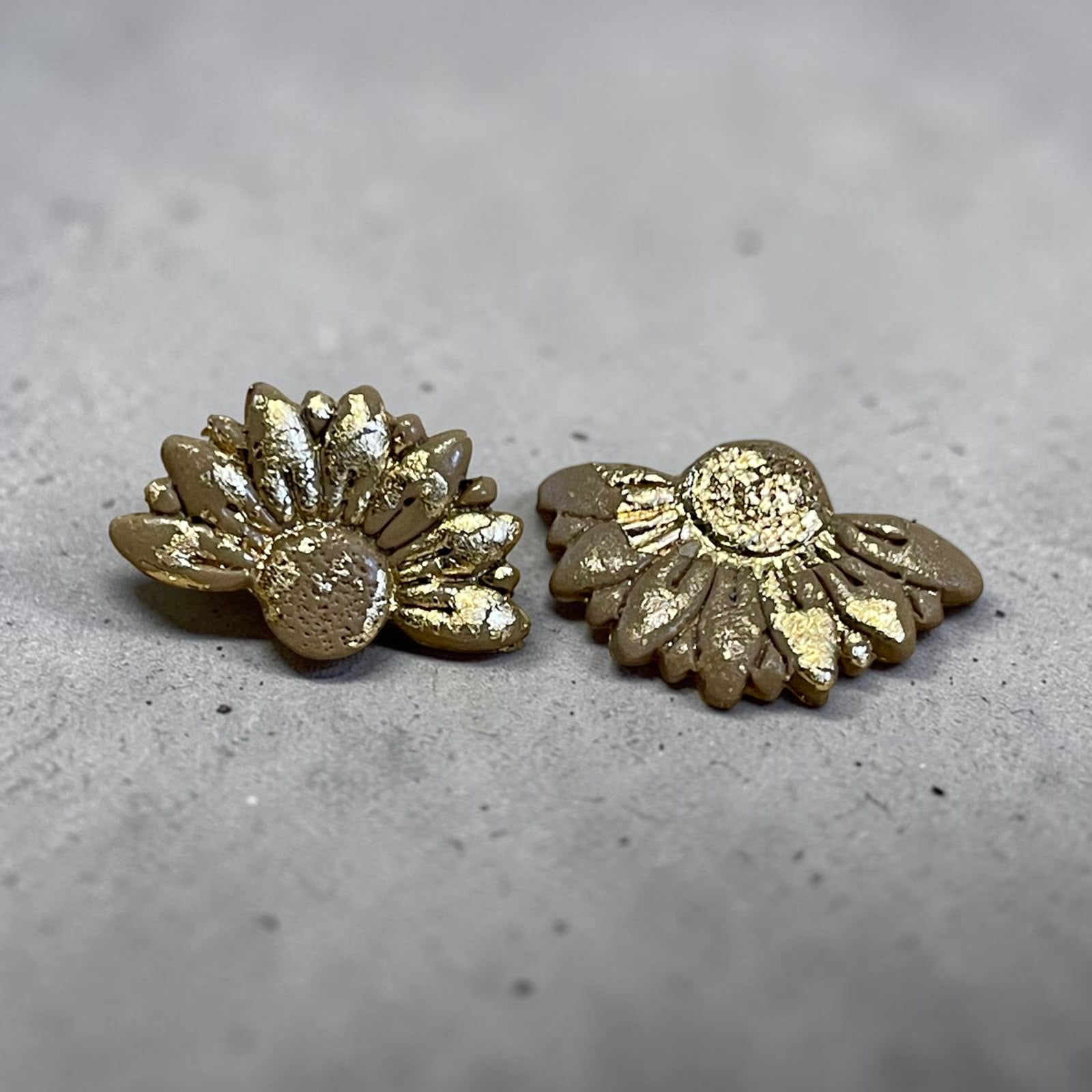 Floral Leaf Studs- Gold - Clay Boutique