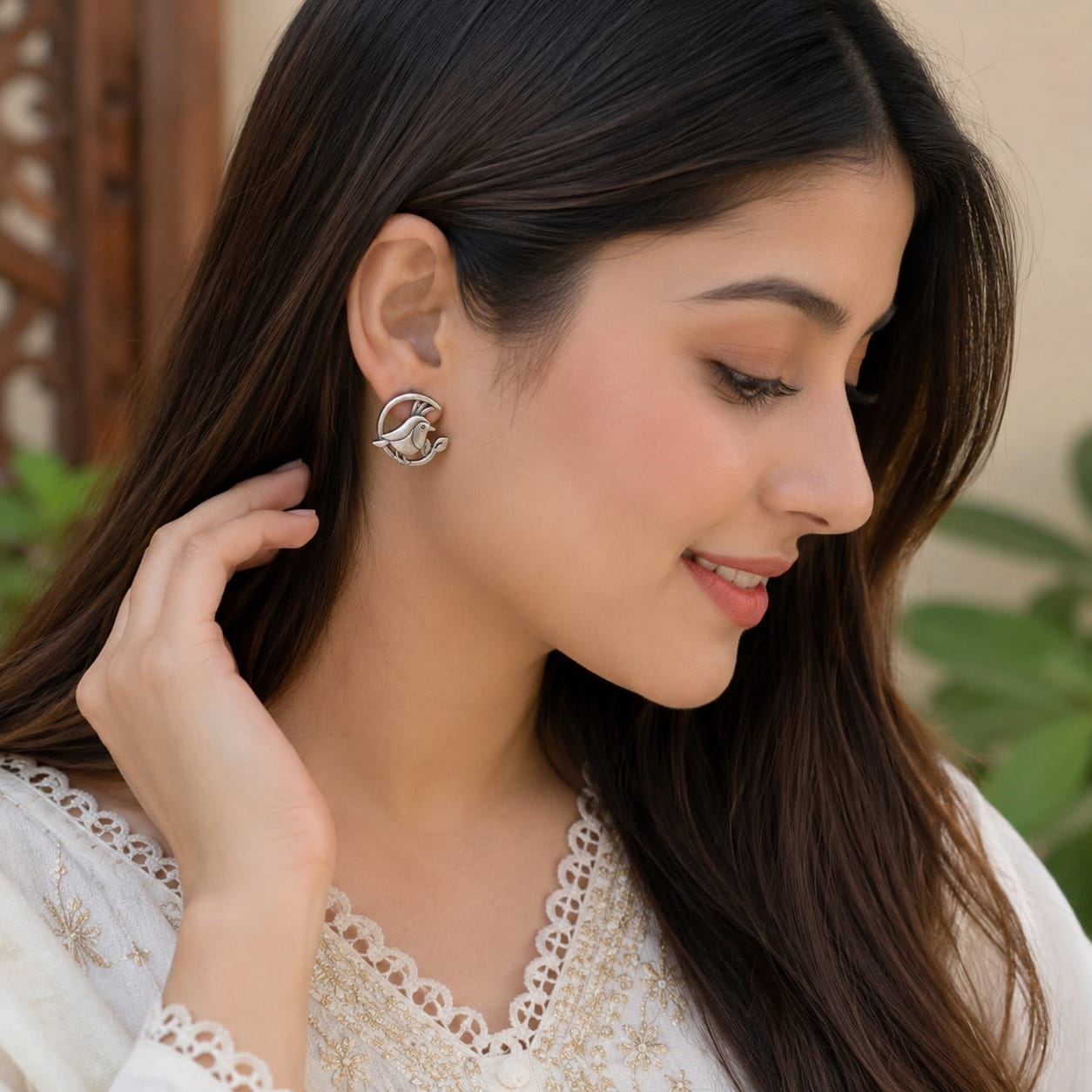 Oxidized Sparrow Earring - Mala Kangan