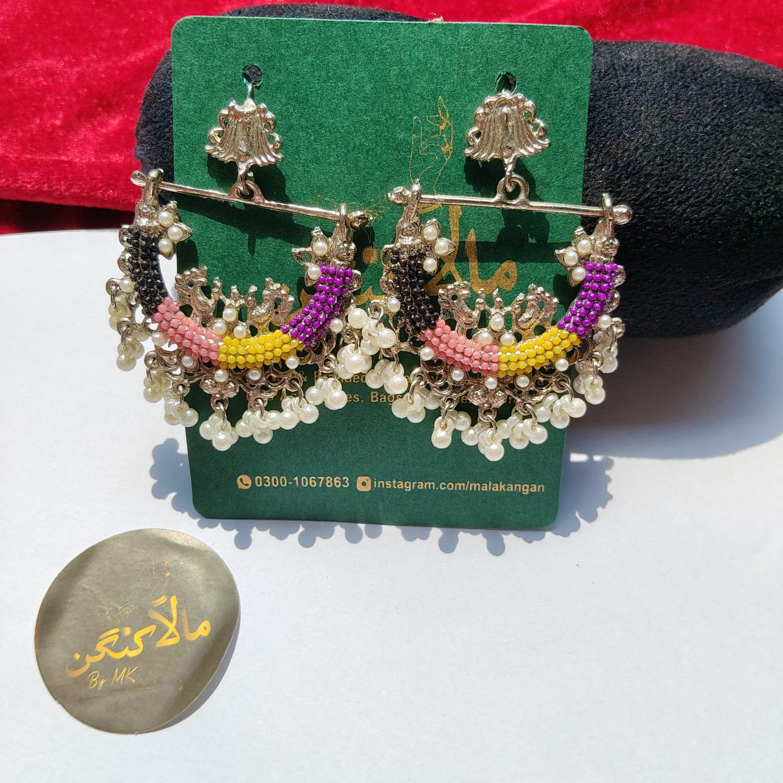 Multi Peacock Earring - Mala Kangan