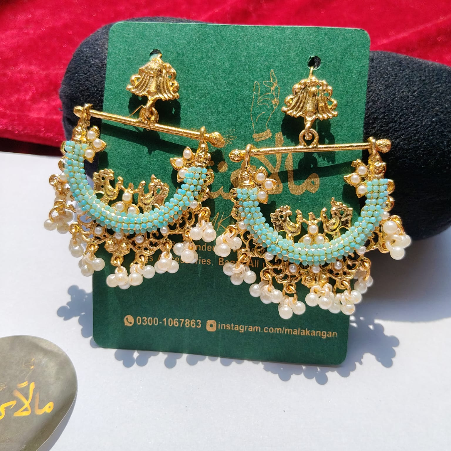Ferozi Peacock Earring - Mala Kangan