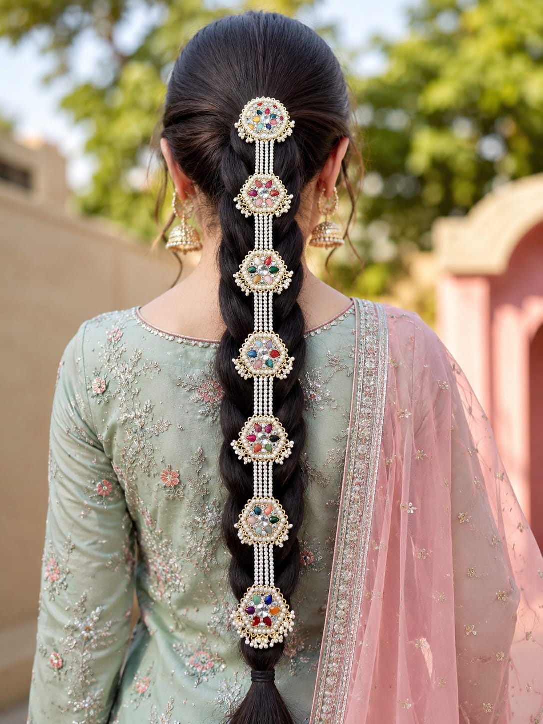 Pearl Metal Hair Paranda - Mala Kangan