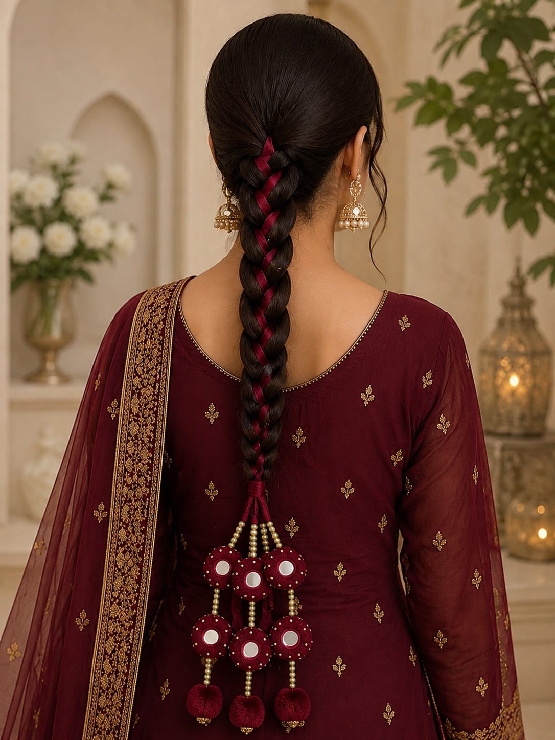 Mehroon Hand-Made Paranda - Mala Kangan