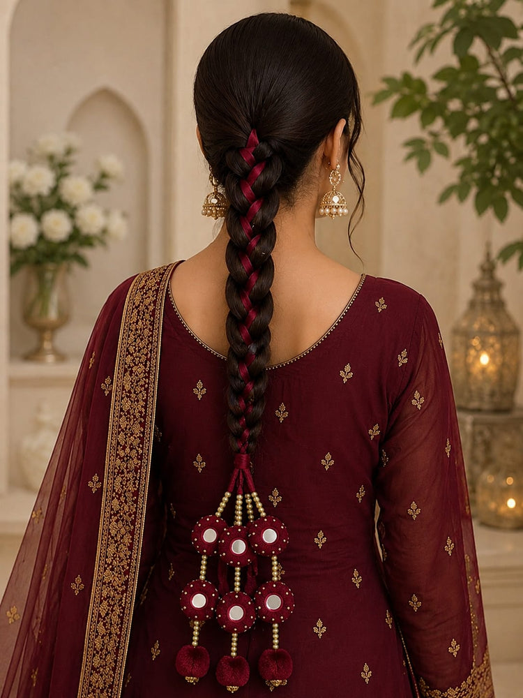 Mehroon Hand-Made Paranda - Mala Kangan