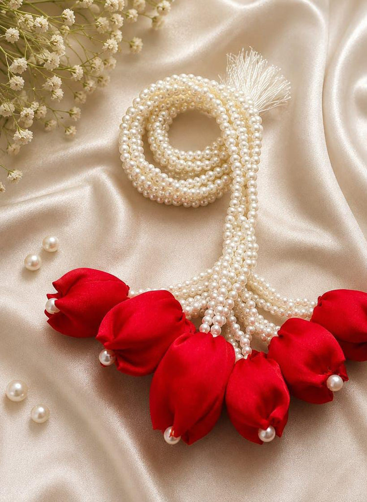 Red Tulip Pearl Paranda - Mala Kangan