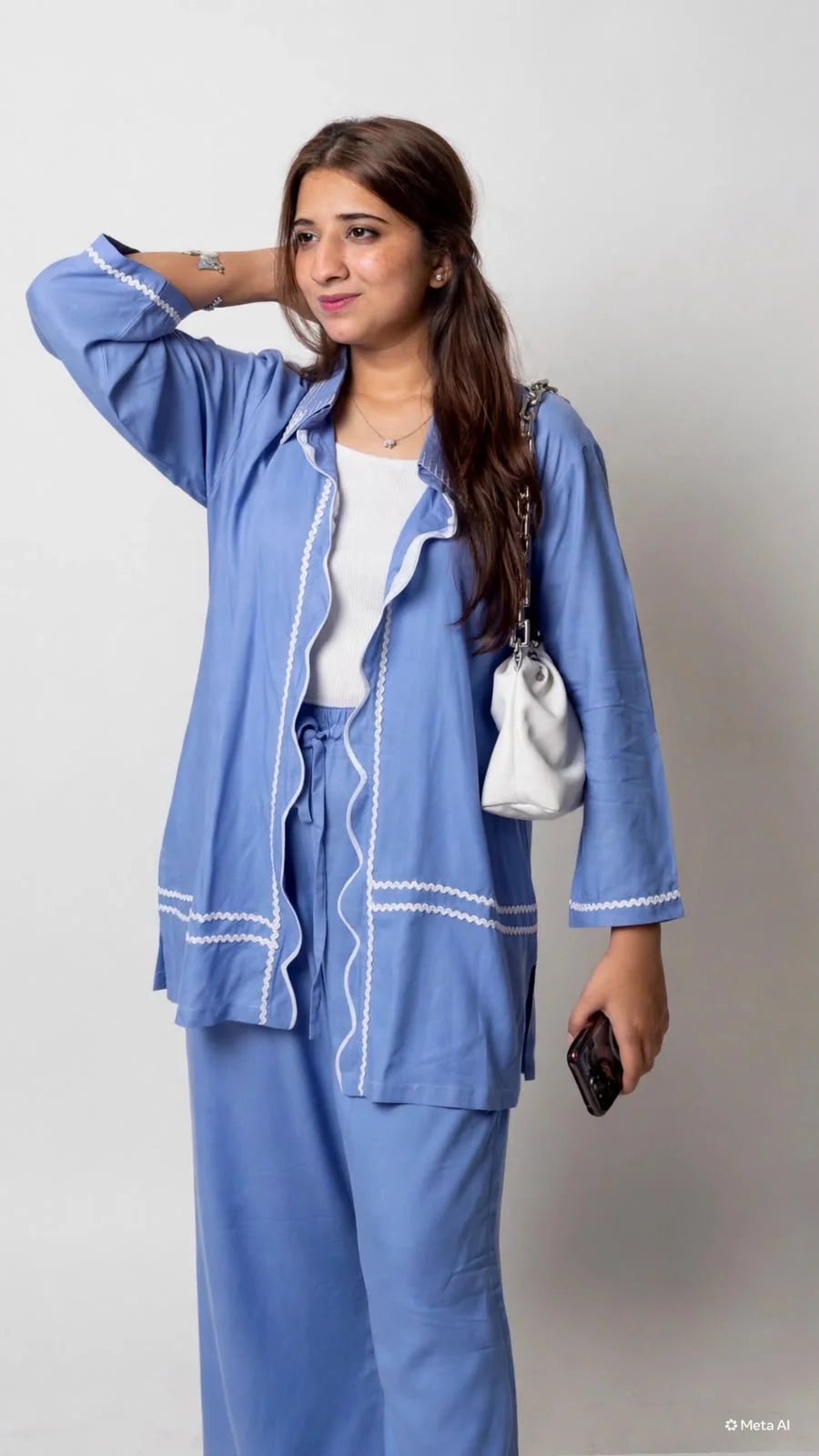 Blue Cotton 2-Piece Co-Ord Set - Urban Cut