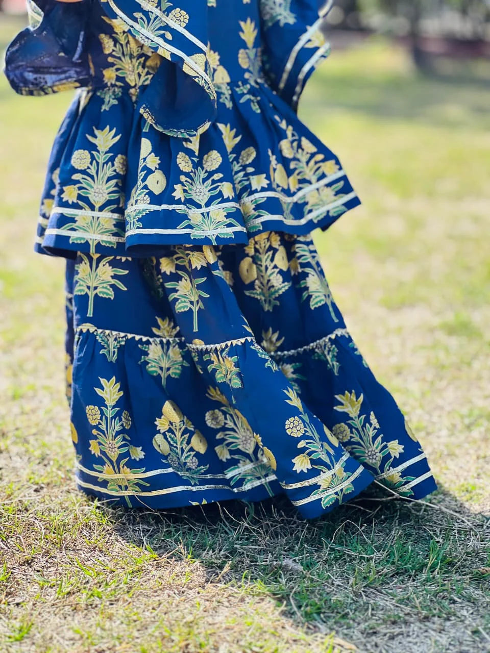 Girls Navy Blue Lawn Cotton - Urban Cut