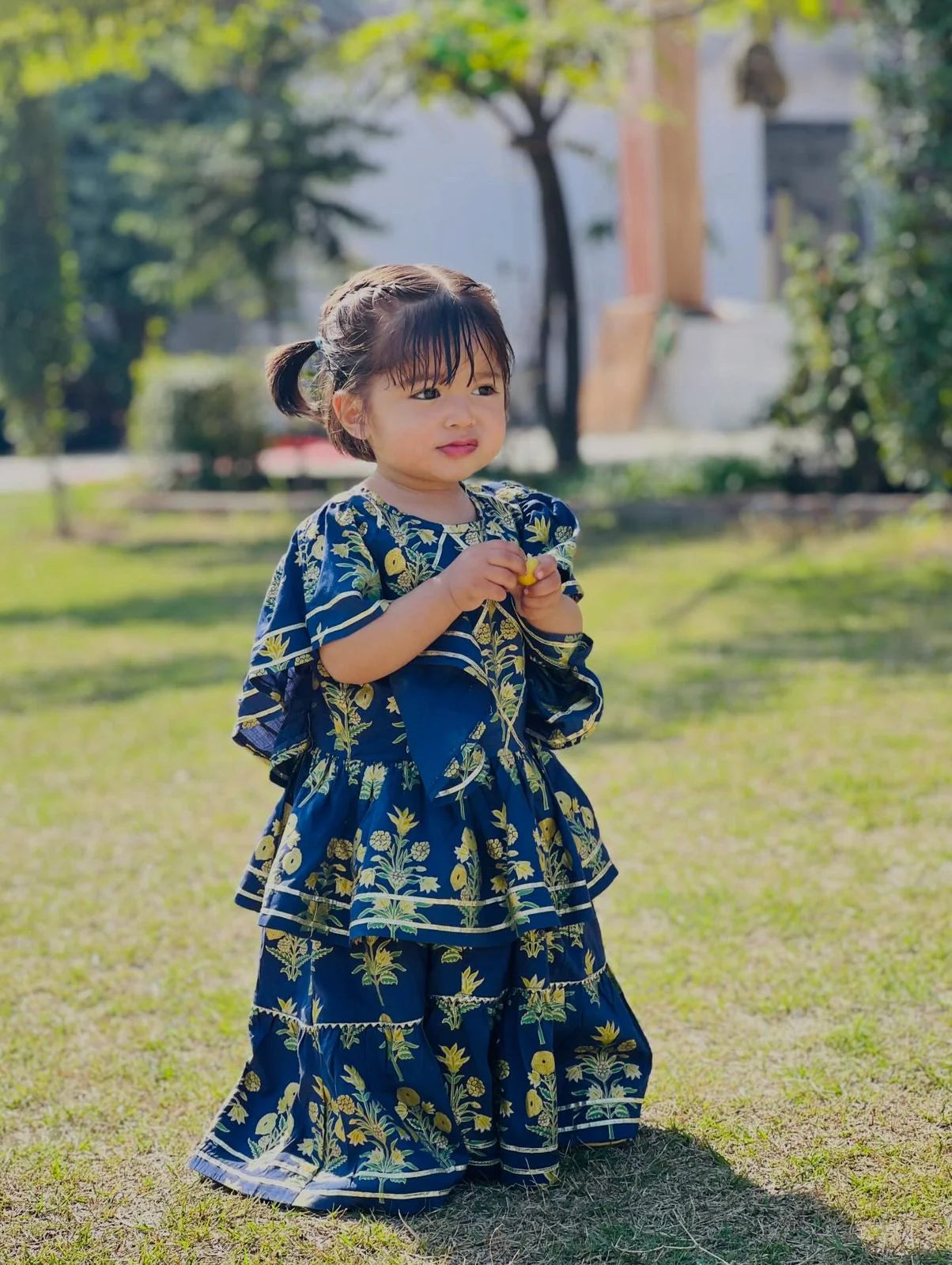 Girls Navy Blue Lawn Cotton - Urban Cut