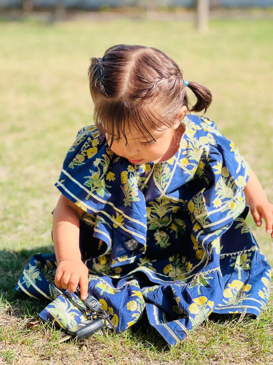 Girls Navy Blue Lawn Cotton - Urban Cut