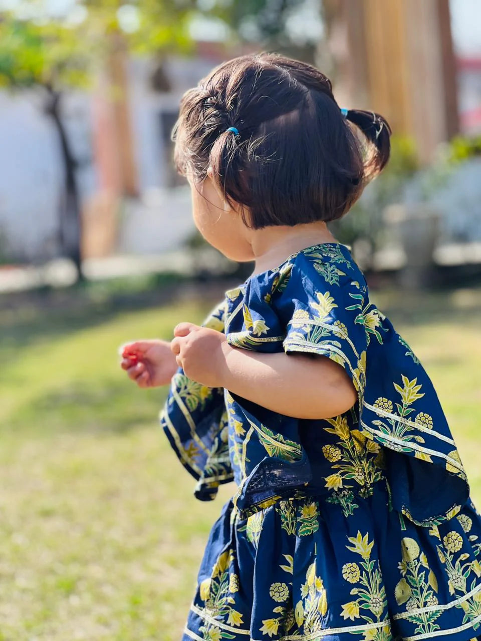 Girls Navy Blue Lawn Cotton - Urban Cut