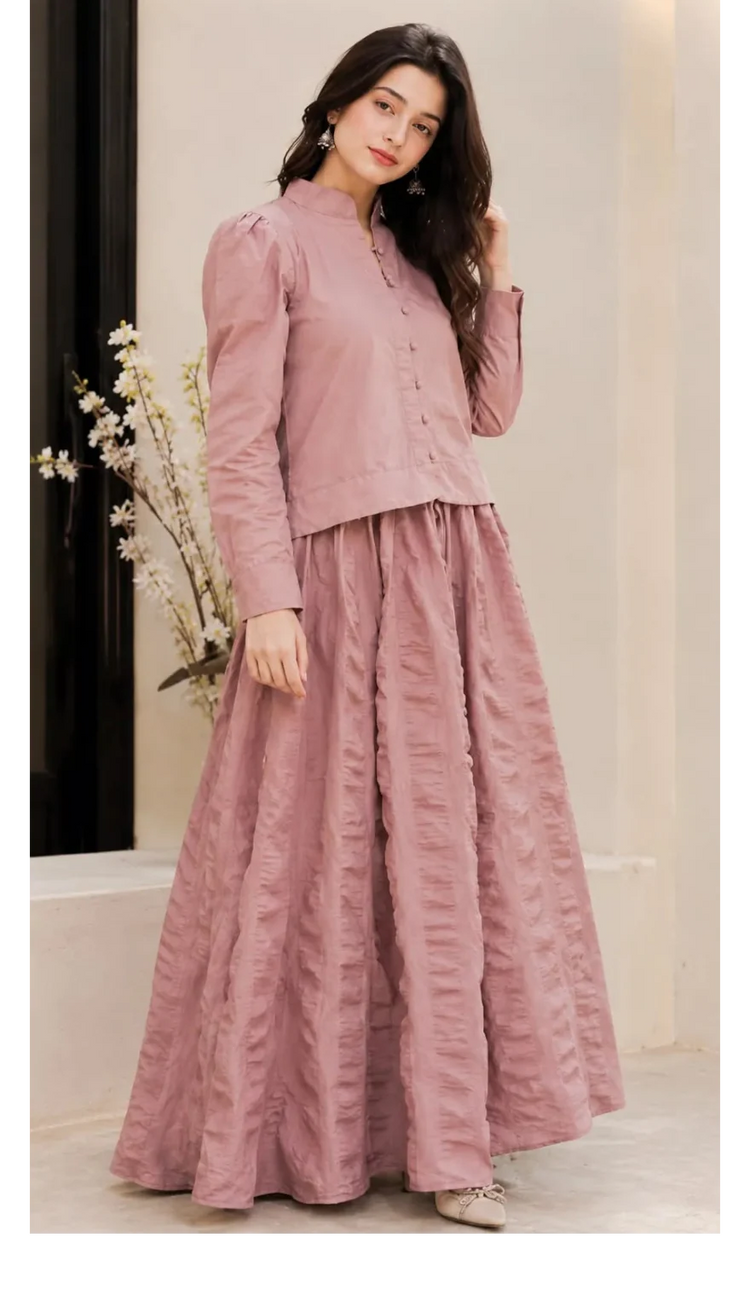 Cotton Seersucker Flared Maxi Skirt | 1 Piece - Urban Cut