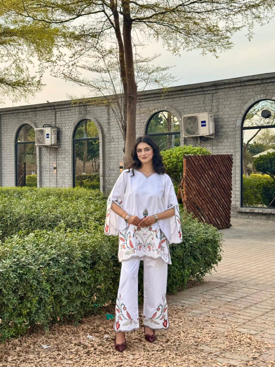 Embroidered Cotton Satin Co-Ord Set