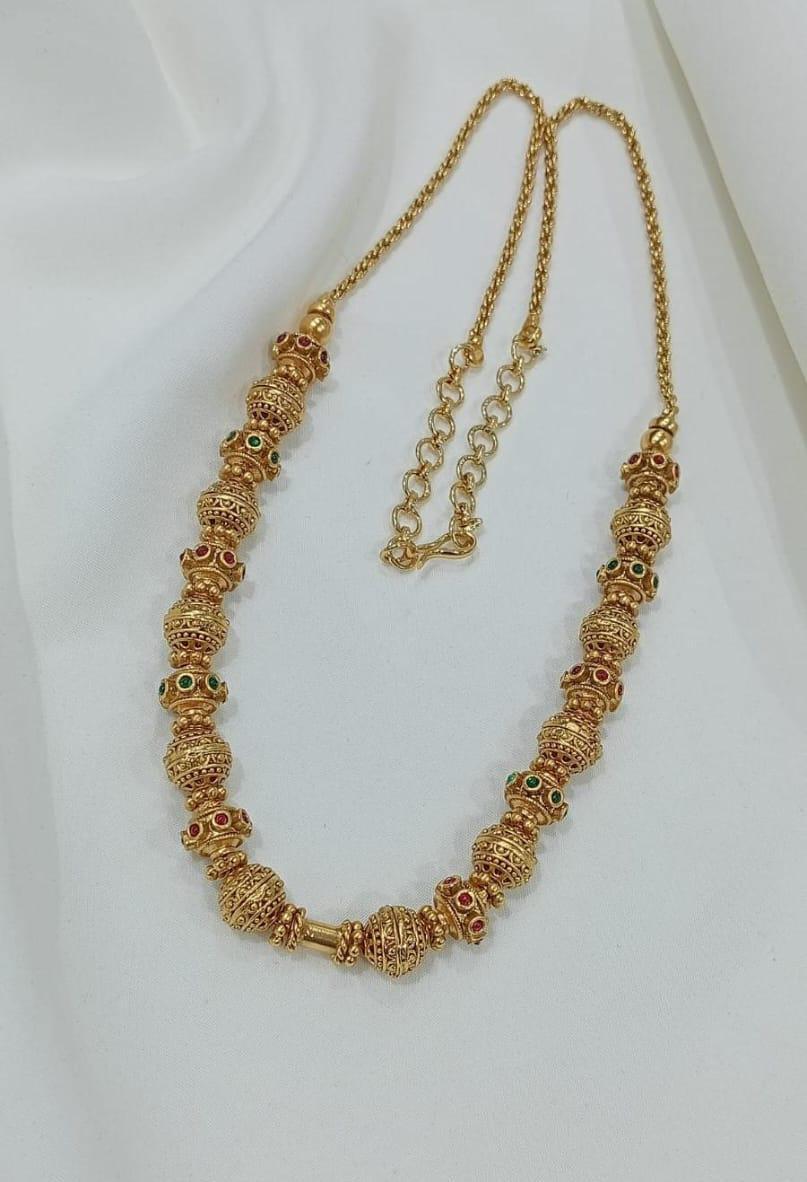 Jadau Ball Mala With Stones - Aloro Jewels