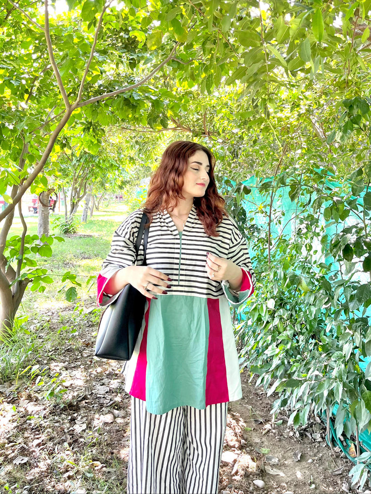 Striped Colorblock Cotton 2-Piece Suit - Urban Cut