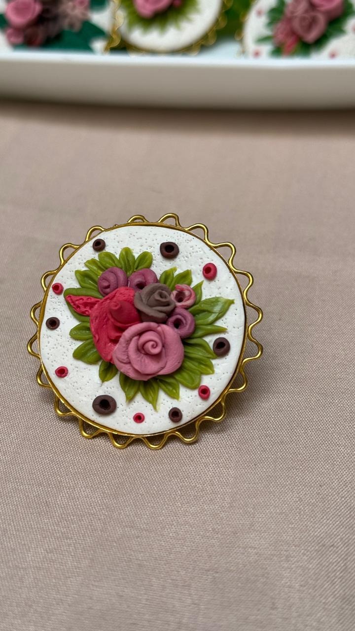 Festive Floral Embroided Ring - Clay Boutique