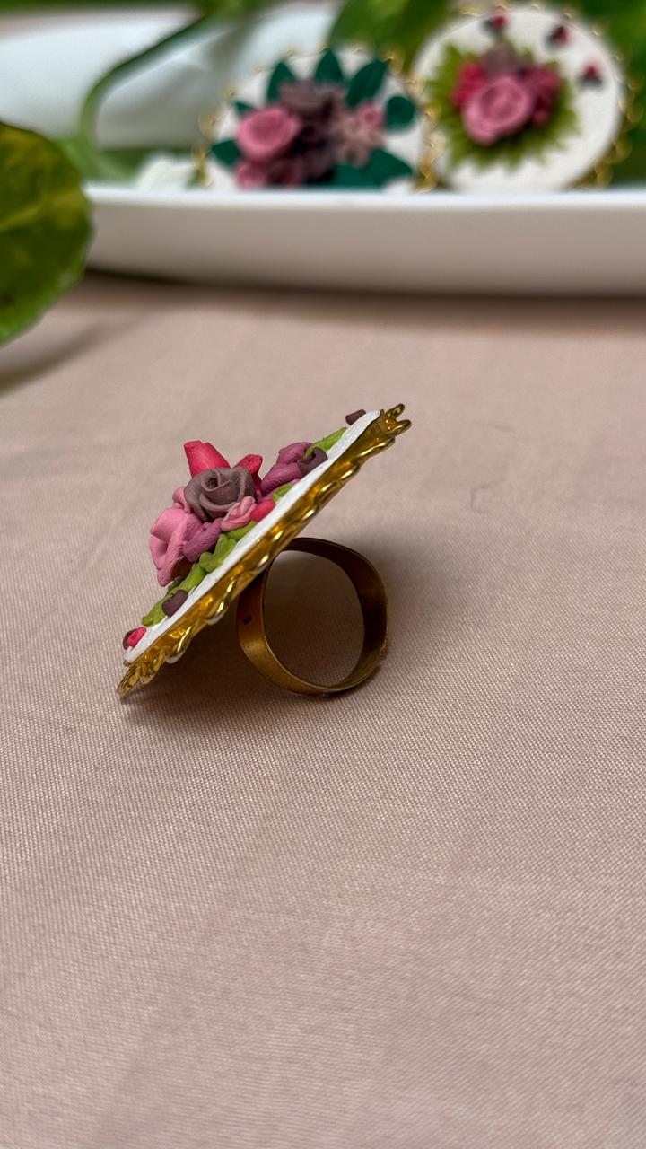 Festive Floral Embroided Ring - Clay Boutique