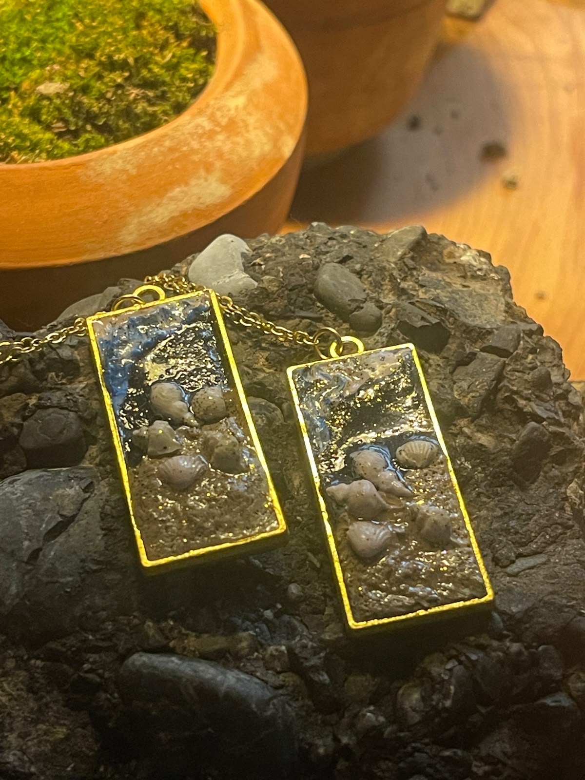 Golden Seashore Pendant - Clay Boutique