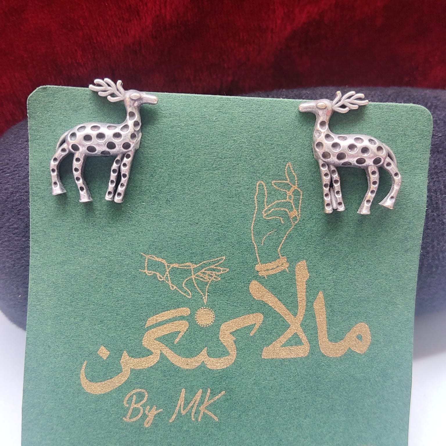Oxidized Deer Earrings - Mala Kangan