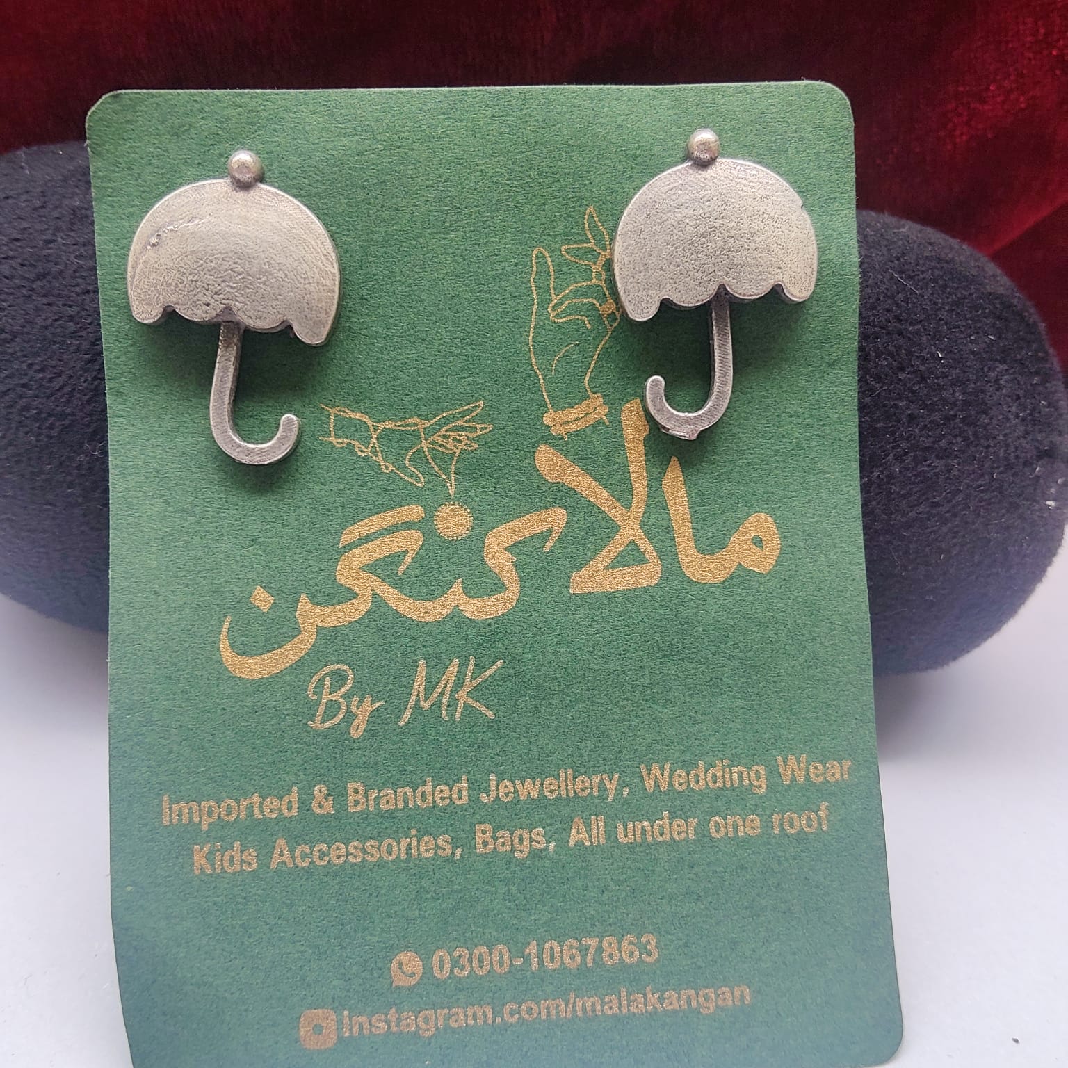 Oxidized Umbrella Earring - Mala Kangan