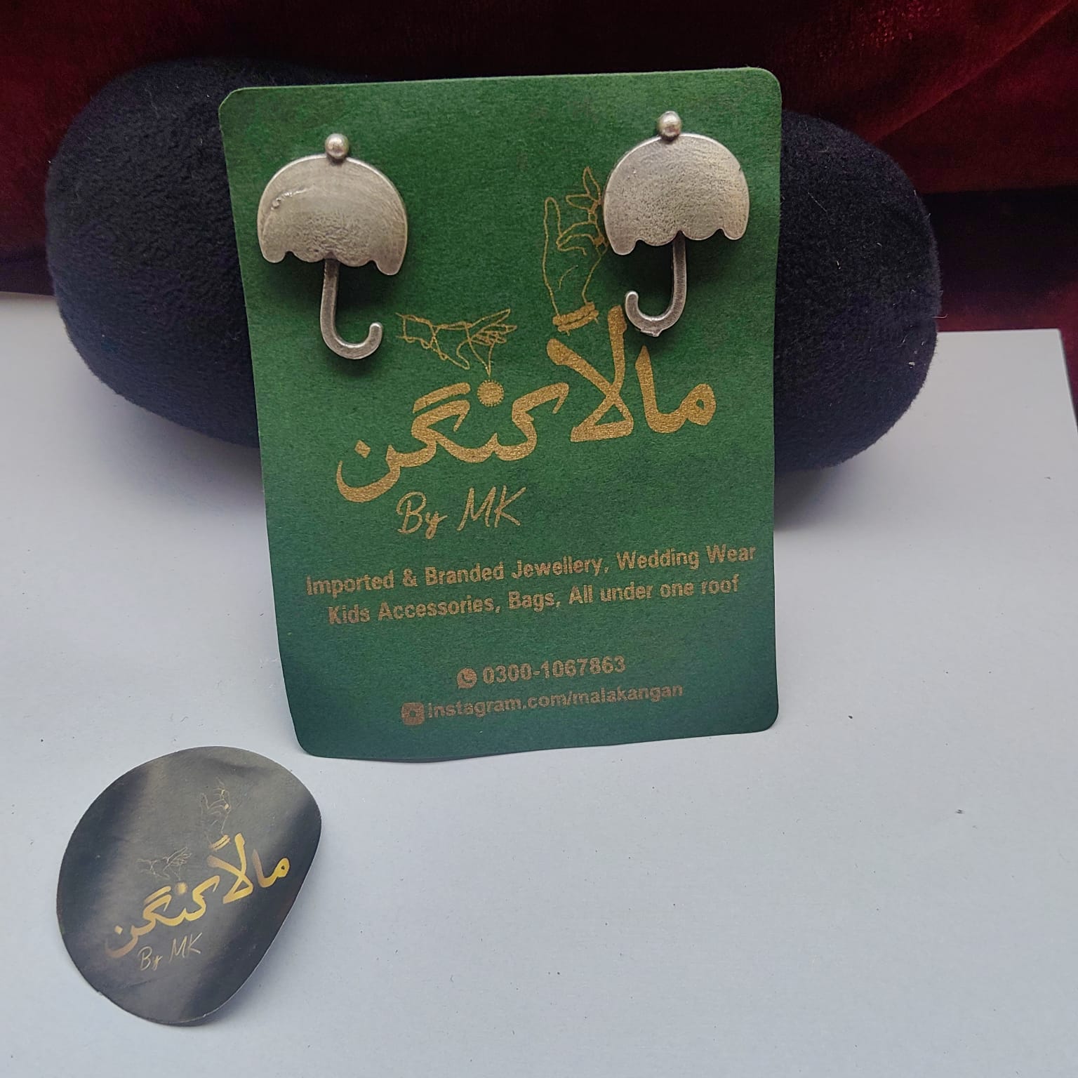 Oxidized Umbrella Earring - Mala Kangan
