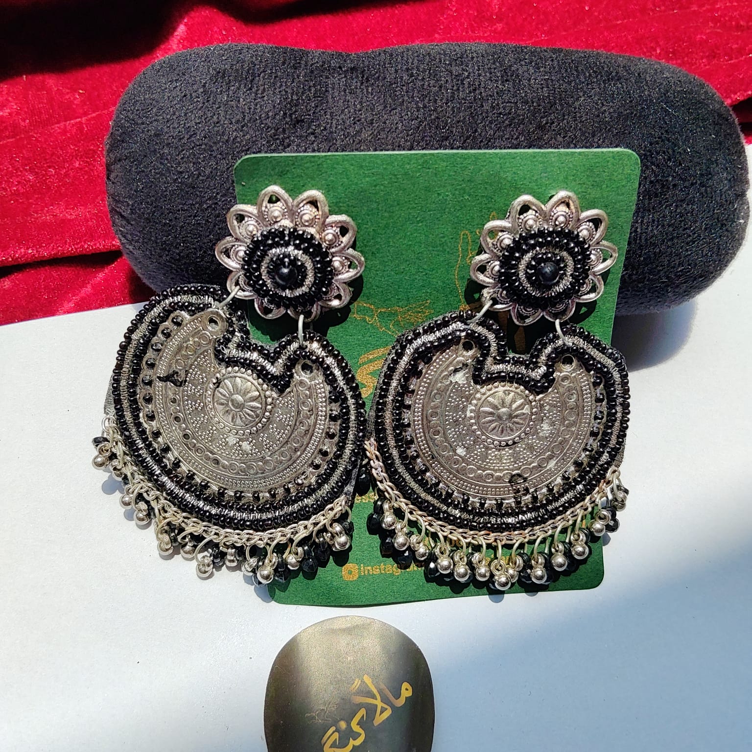 Antique Black Chandbali - Mala Kangan