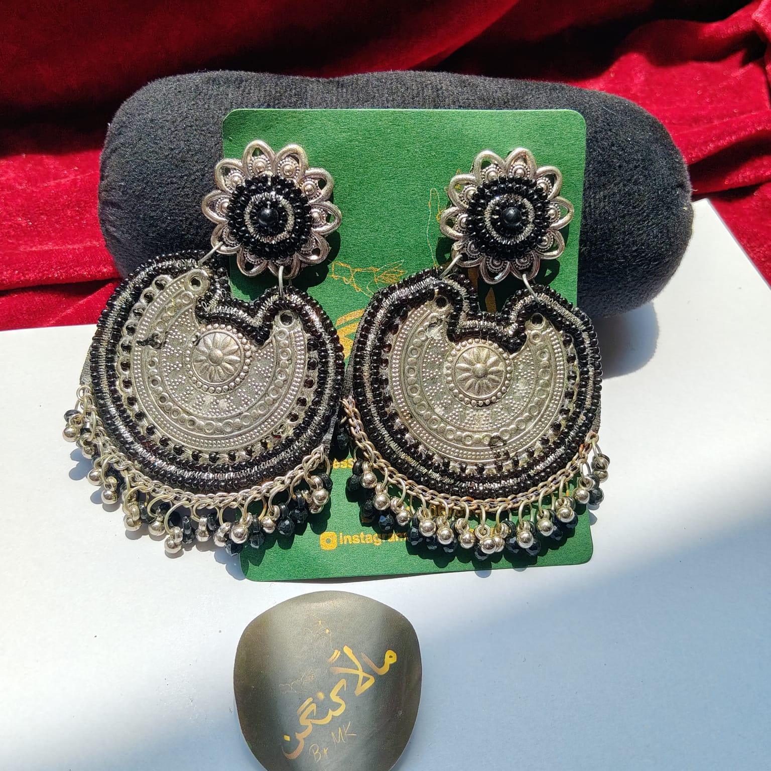 Antique Black Chandbali - Mala Kangan