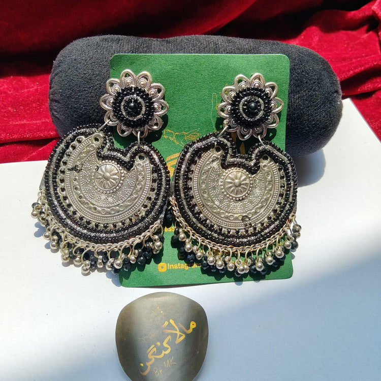 Antique Black Chandbali - Mala Kangan