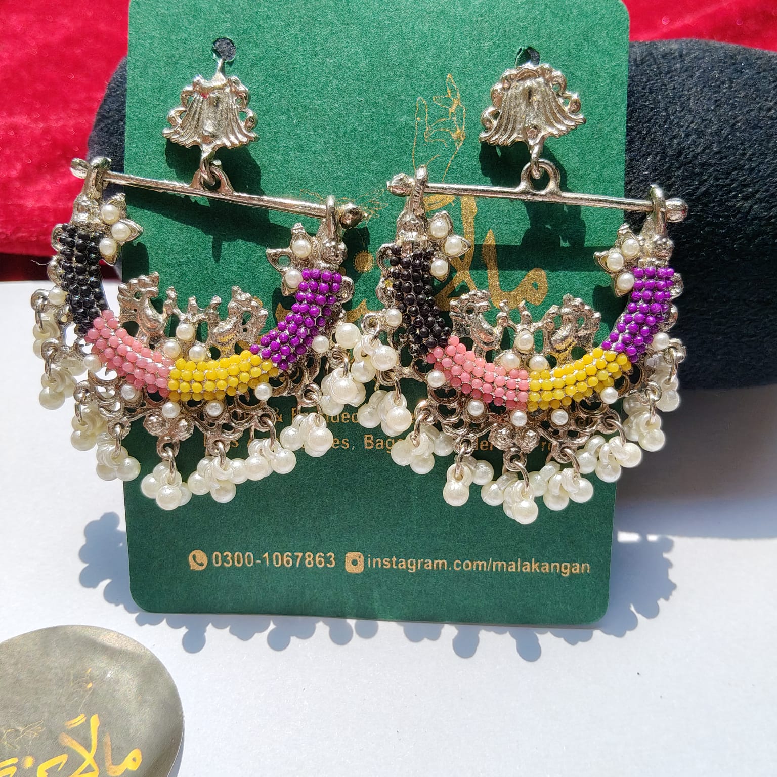 Multi Peacock Earring - Mala Kangan