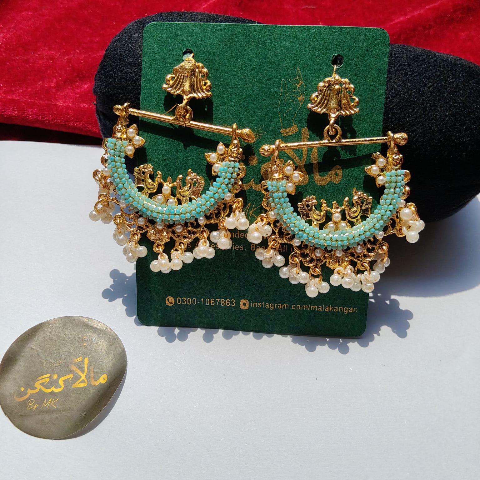 Ferozi Peacock Earring - Mala Kangan