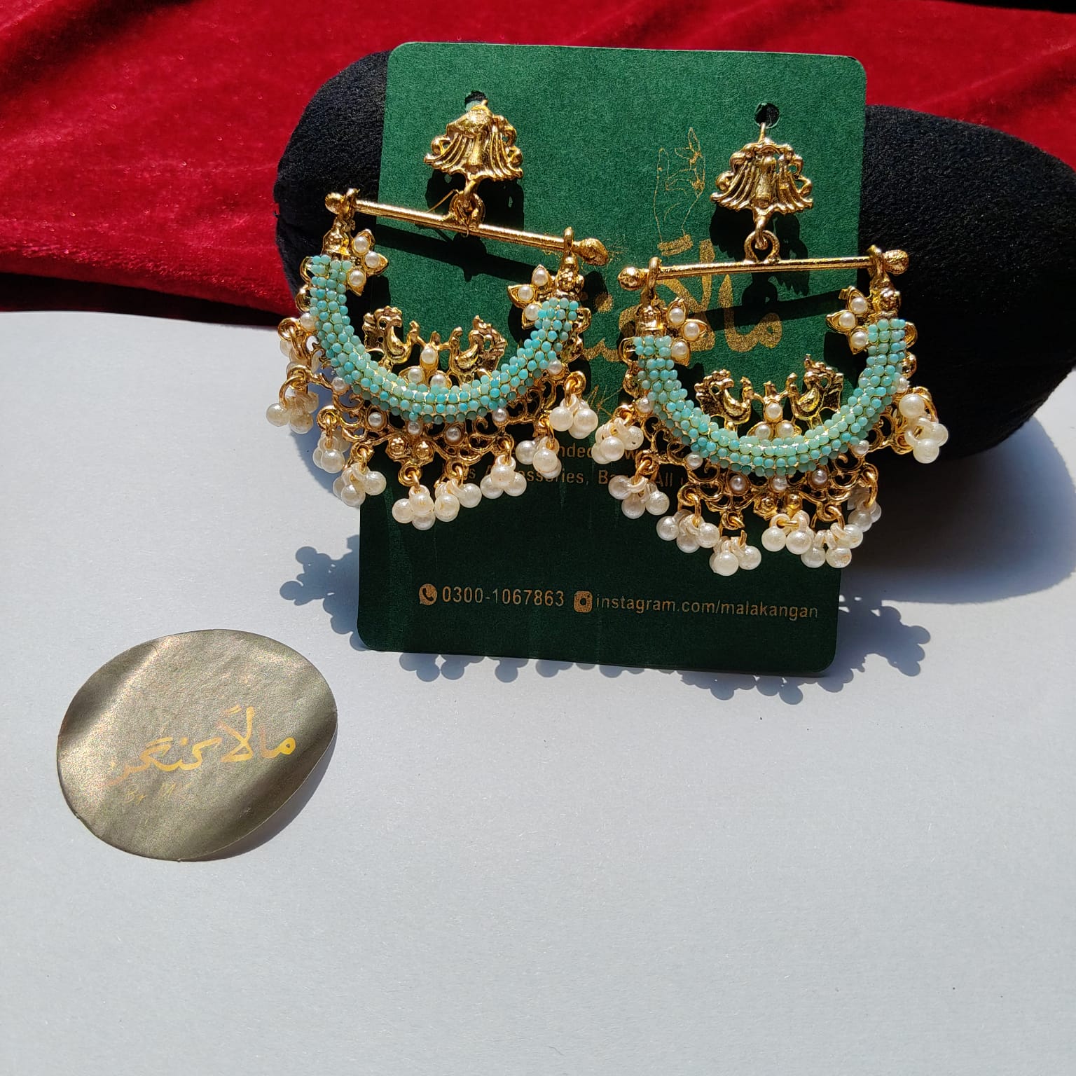 Ferozi Peacock Earring - Mala Kangan