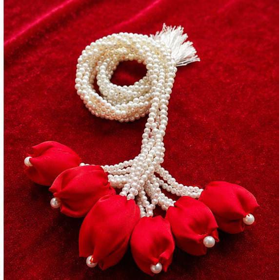 Red Tulip Pearl Paranda - Mala Kangan