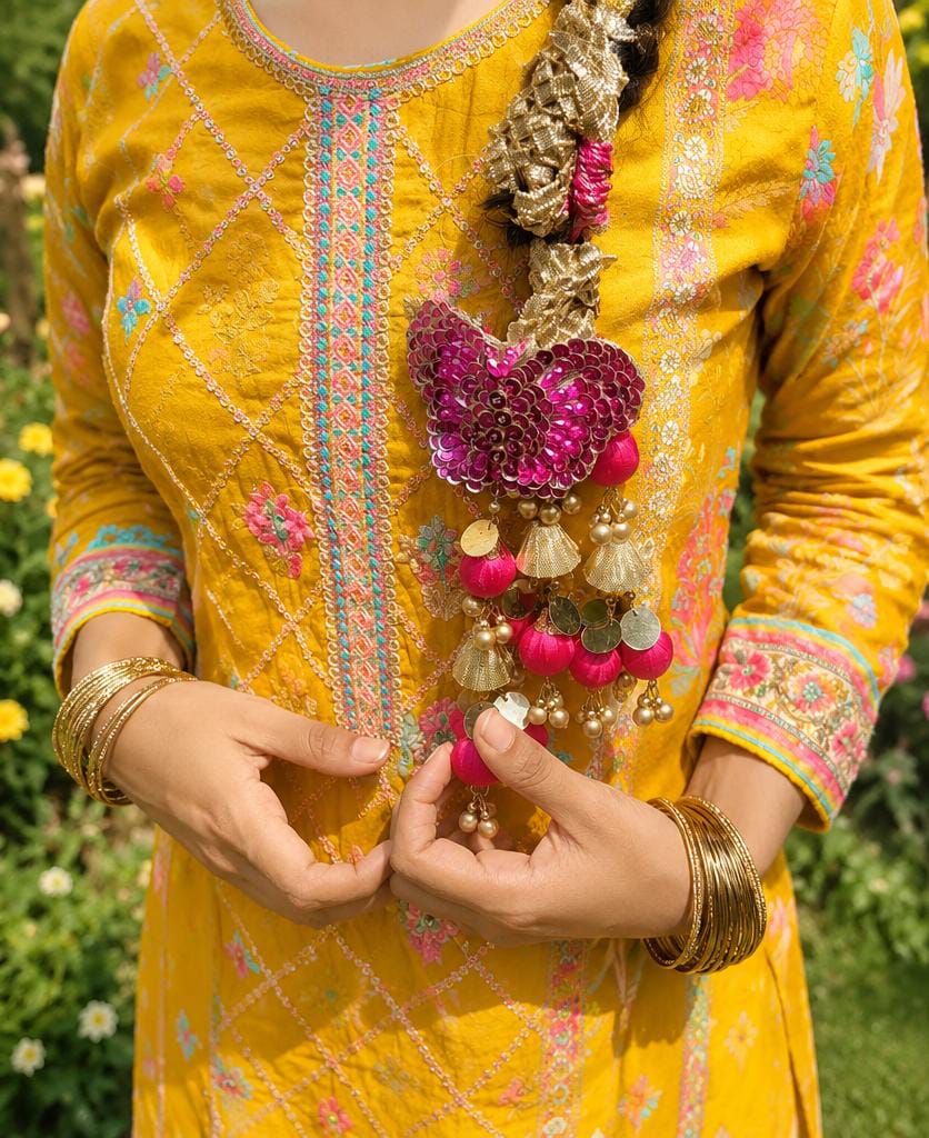 Pink Butterfly Tassel Paranda - Mala Kangan