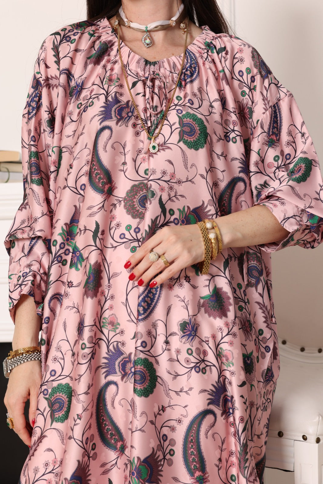 Women’s Pink Floral Paisley Printed Long Shirt - Meemseen Independent
