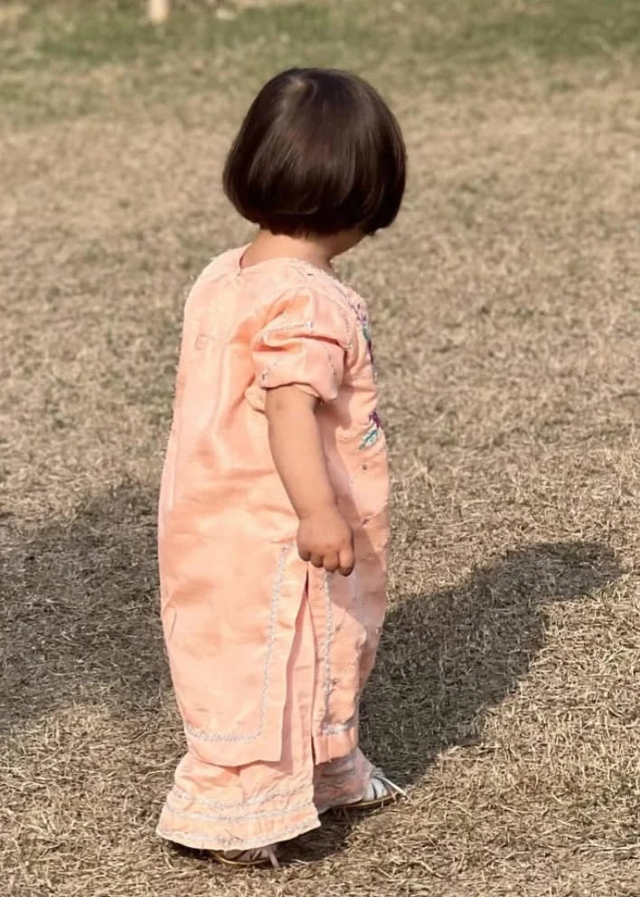 Girls Raw Silk 2Pcs Delicate-Peach - Urban Cut