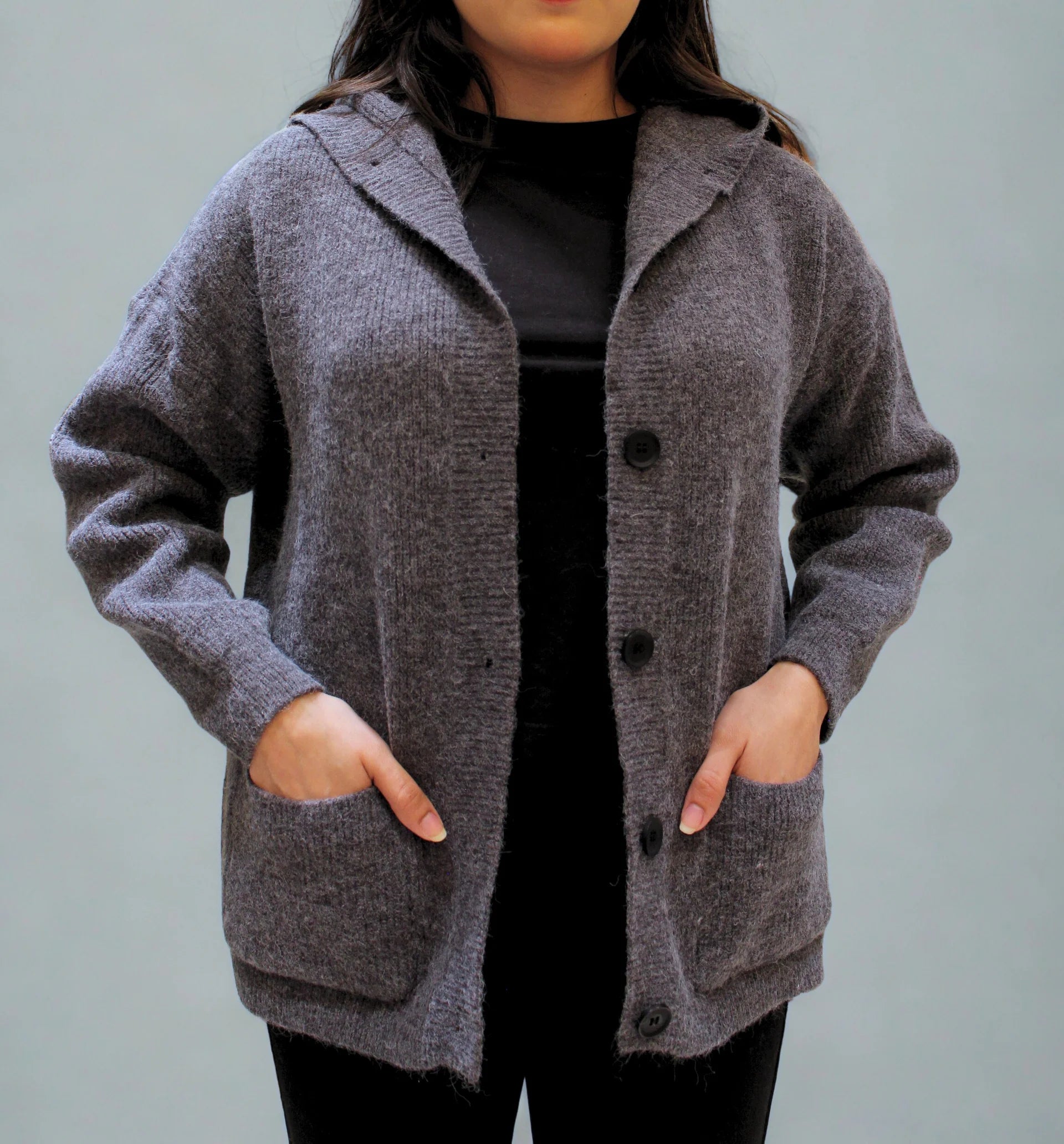 Vintage Hooded Button Knitted Cardigan - Velora