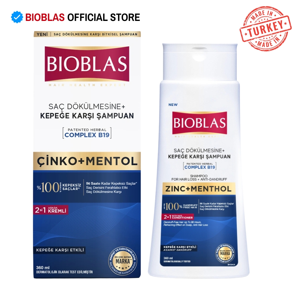 Bioblas - Dandruff Hair Loss Shampoo (Zinc + Menthol) 360Ml