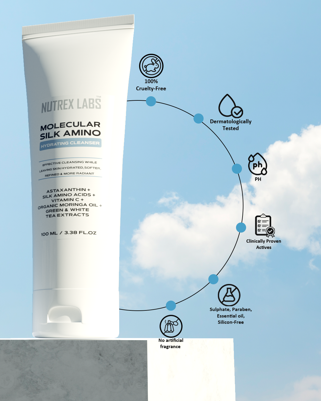 Molecular Silk Amino Hydrating Cleanser 100ml - Nutrex Labs