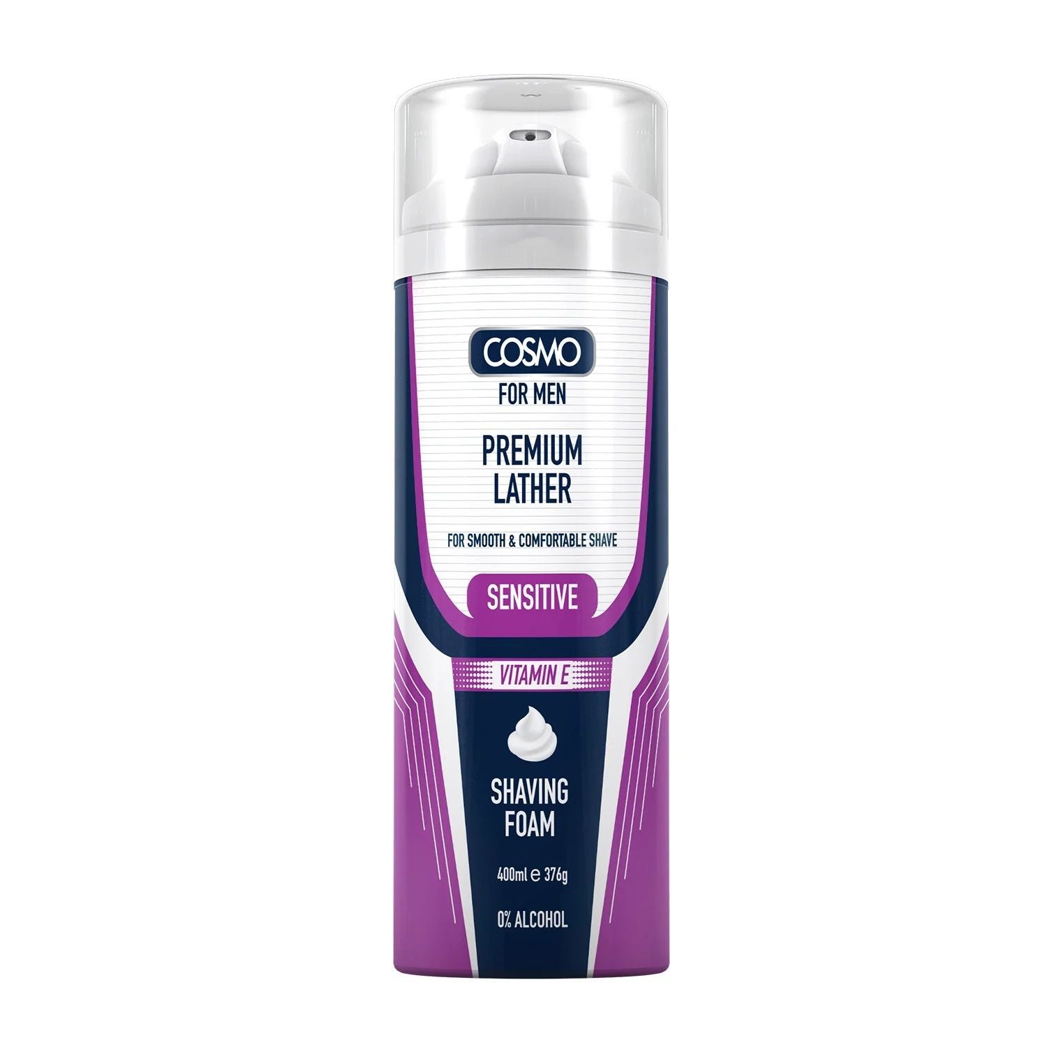 Cosmo Shaving Foam Sensitive Vitamine E  400Ml  White Dome & Bottom