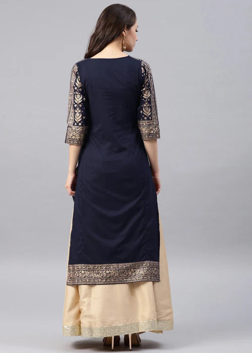 Blue printed kurta Only - Zeekstore