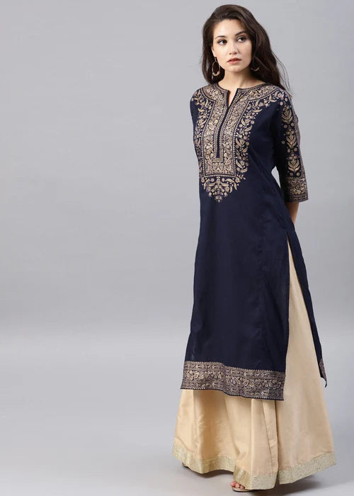 Blue printed kurta Only - Zeekstore