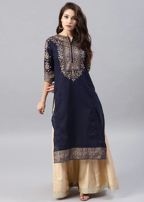 Blue printed kurta Only - Zeekstore