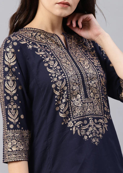 Blue printed kurta Only - Zeekstore