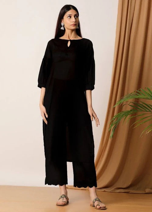 black dress with dupatta - Zeekstore