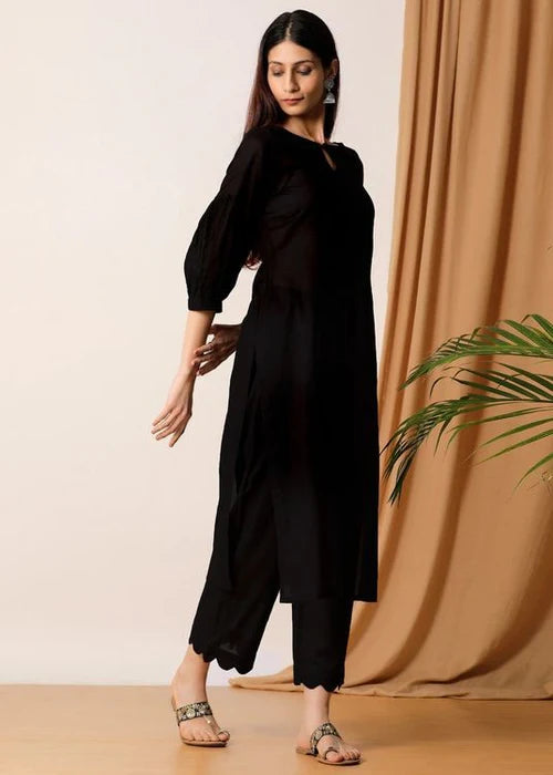 black dress with dupatta - Zeekstore