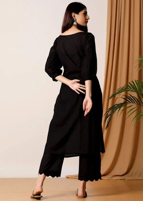 black dress with dupatta - Zeekstore