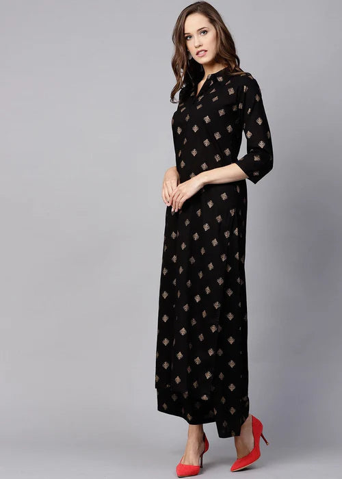 Black Gold Printed Co Ord Set - Zeekstore
