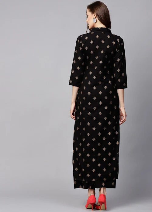 Black Gold Printed Co Ord Set - Zeekstore