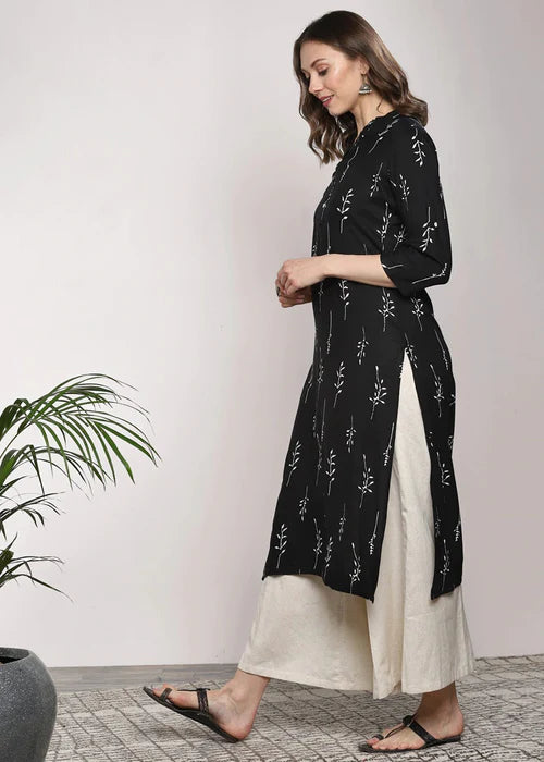 Black Printed Kurta Set - Zeekstore