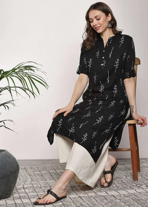 Black Printed Kurta Set - Zeekstore